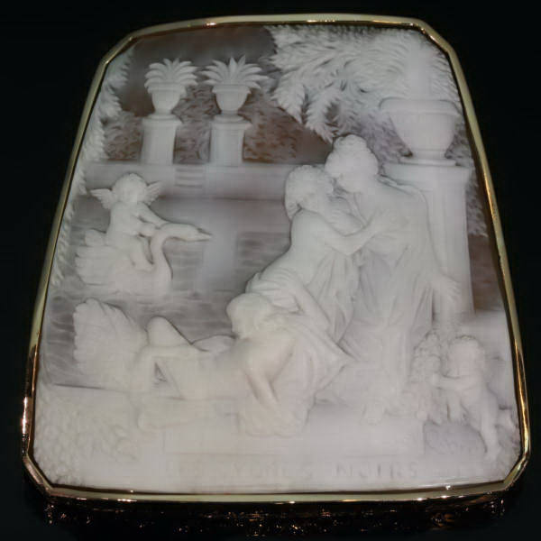Huge cameo with mythological romantic scene of The Black Swans